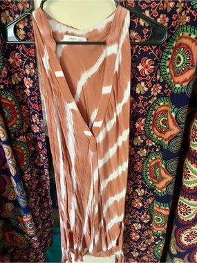 Mustard Seed Rust and White Tie-Dye Swim Coverup